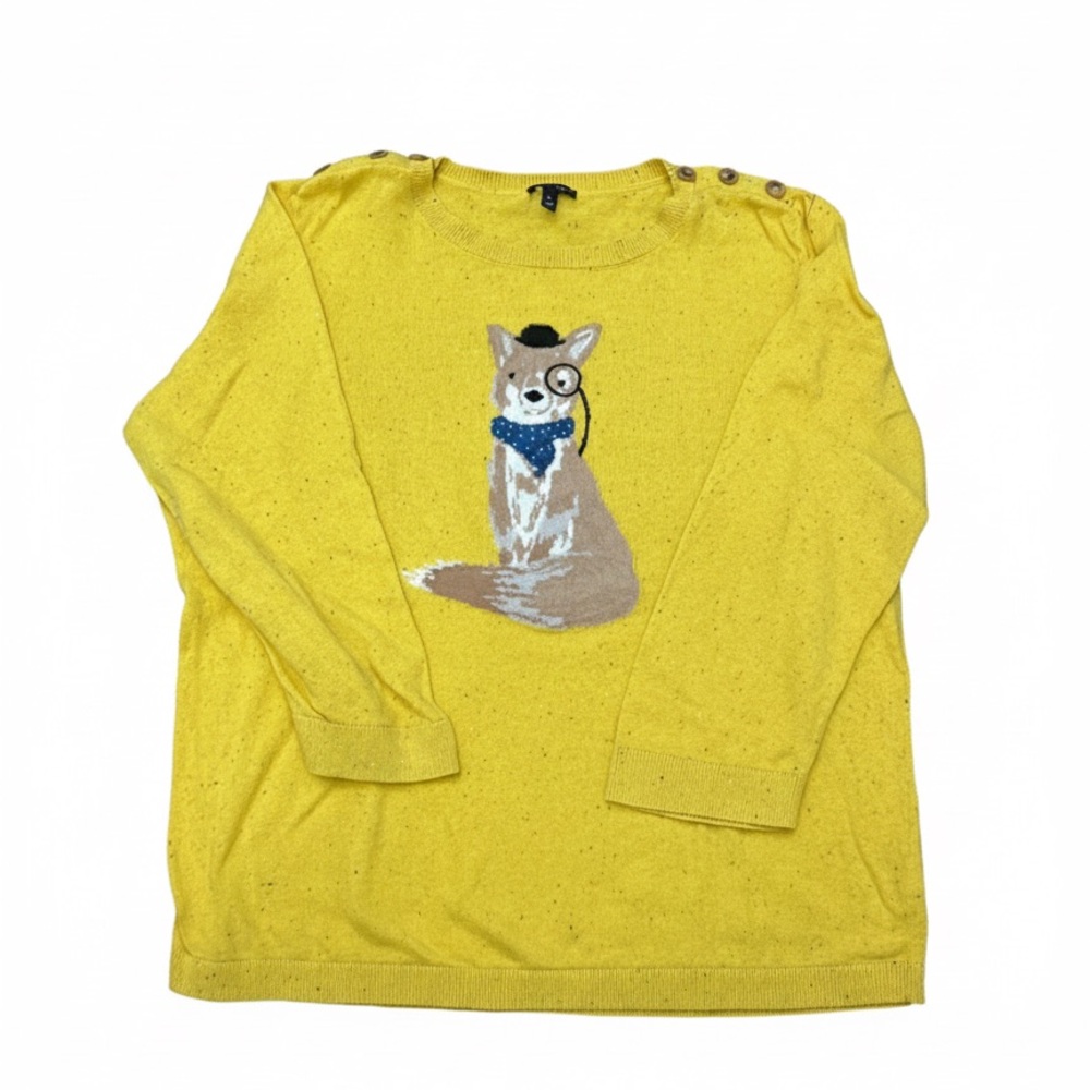 Talbots Yellow Sweater with Fox Motif